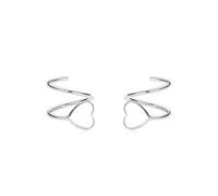 Belons Spiral Earrings Star/Heart/Paper Plane 925 Sterling Silver Spiral Helix Studs Earrings Wrap Earrings Ear Cuffs for Womens Girls (Silver (Heart))