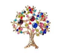 Belons Women's Men's Tree of Life Brooch Alloy Rhinestone Bridal Brooch Pin Wedding Broach Banquet Bouquet Scarfpin