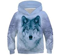 Belovecol Boy Hoodie 3D Pullover Unisex Girl Funny Hooded Sweatshirt Lightweight Breathable Print Jumpers Teens, Alone Wolf, XL