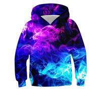 Belovecol Boys Girls Casual Pullover 3D Fun Personality Cool Novelty Hoodies Purple Blue Smog Printed Sweatshirts for Teens 14-16 Years