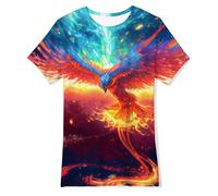 Belovecol Boys Girls T-Shirt Teens 3D Nirvana Phoenix Short Sleeve Yellow T Shirts Cool Crewneck Tee Shirts 15-16 Years