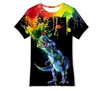 Belovecol Boys Girls T-Shirt Teens Colorful Graffiti Short Sleeve Black T Shirts Cool Crewneck Tee Shirts 13 Years