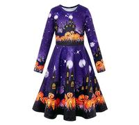 Belovecol Girls Halloween Pumpkin Fancy Dress Costume Kids School Girl Spooky Child Costumes Halloween Dress Parties 4-5 Years