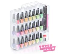 Beloving Nail Polish Organizer, 48 Bottles Transparent Nail Polish Holder with Adjustable Divider, Gel Nail Polish Storage Double Side Nail Polish Organizer Case for Storage Display