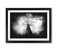 Below The Forest Paint Splash Modern Art Framed Print | A4 Black Framed Wall Art | Ready to Hang | Modern Landscape Picture | Living Room Bedroom Lounge Office