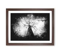 Below The Forest Paint Splash Modern Art Framed Print | A4 Walnut Framed Wall Art | Ready to Hang | Modern Landscape Picture | Living Room Bedroom Lounge Office