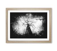Below The Forest Paint Splash Modern Art Framed Wall Art Print, Ready to Hang Picture for Living Room Bedroom Home Office Décor, Oak A2 (64 x 46 cm)