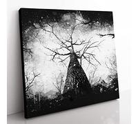 Below The Forest Paint Splash Modern Canvas Wall Art Print Ready to Hang, Framed Picture for Living Room Bedroom Home Office Décor, 50x50 cm (20x20 Inch)