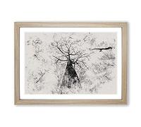 Below The Forest Watercolour Framed Print | A2 Oak Framed Wall Art | Ready to Hang | Modern Landscape Picture | Living Room Bedroom Lounge Office