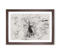 Below The Forest Watercolour Framed Print | A2 Walnut Framed Wall Art | Ready to Hang | Modern Landscape Picture | Living Room Bedroom Lounge Office