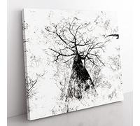 Below The Forest Watercolour Modern Canvas Wall Art Print Ready to Hang, Framed Picture for Living Room Bedroom Home Office Décor, 35x35 cm (14x14 Inch)