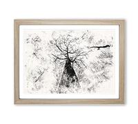 Below The Forest Watercolour Modern Framed Print | A3 Oak Framed Wall Art | Ready to Hang | Modern Landscape Picture | Living Room Bedroom Lounge Office