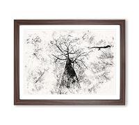 Below The Forest Watercolour Modern Framed Print | A3 Walnut Framed Wall Art | Ready to Hang | Modern Landscape Picture | Living Room Bedroom Lounge Office