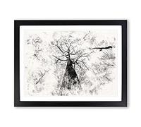 Below The Forest Watercolour Modern Framed Wall Art Print, Ready to Hang Picture for Living Room Bedroom Home Office Décor, Black A3 (46 x 34 cm)