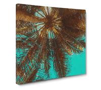Below the Tropical Palm Trees Canvas Print | Gallery Wrapped 30mm Frame Wall Art | 14x14 inches | Ready to Hang | Abstract Floral Picture | Living Room Bedroom Lounge Office