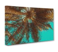 Below The Tropical Palm Trees Canvas Print | Gallery Wrapped 30mm Frame Wall Art | 24x16 inches | Ready to Hang | Abstract Floral Picture | Living Room Bedroom Lounge Office