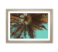 Below the Tropical Palm Trees in Abstract Framed Print | A2 Oak Framed Wall Art | Ready to Hang | Abstract Floral Picture | Living Room Bedroom Lounge Office