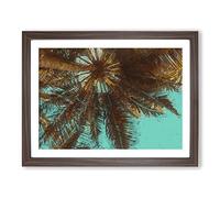 Below The Tropical Palm Trees In Abstract Modern Art Framed Print | A3 Walnut Framed Wall Art | Ready to Hang | Abstract Floral Picture | Living Room Bedroom Lounge Office