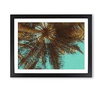 Below The Tropical Palm Trees In Abstract Modern Art Framed Print | A4 Black Framed Wall Art | Ready to Hang | Abstract Floral Picture | Living Room Bedroom Lounge Office