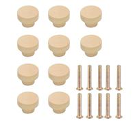 BELOWSYALER 10Pcs/Set Kitchen Cabinet Door Drawer Handle Round Drawer Pulls Handles Single Hole White Embryo Wood Handle for Closet Kitchen Cabinet Knobs