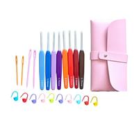 BELOWSYALER 8Pcs Metal Knitting Hook Colored Ergonomic Handle Crochet Hook for Sweater Scarves Blanket Hat and Yarn Craft Metal Crochet Set