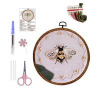 BELOWSYALER Beaded Embroidery Set With 6x6Inch Stitching Hoop Instruction Embroidery Cloth Thread And Needle For Beginner Adult