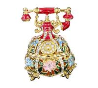 BELOWSYALER Elegant Telephone Jewelry Box Handcrafted Home Decorative Ornament Metal Texture Suitable for Rings Necklace Storage Metal Jewelry Planner