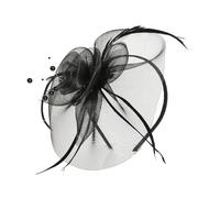 BELOWSYALER Feathere Fascinator Hair Clip For Women Bridal TeaParty Derby Event Hairhoop Tulle Hairband for Cocktails Event