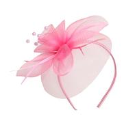BELOWSYALER Feathere Fascinator Hair Clip For Women Bridal TeaParty Derby Event Hairhoop Tulle Hairband for Cocktails Event