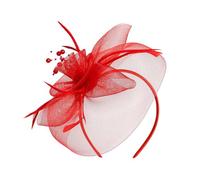 BELOWSYALER Feathere Fascinator Hair Clip For Women Bridal TeaParty Derby Event Hairhoop Tulle Hairband for Cocktails Event
