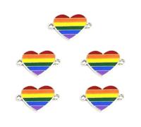 BELOWSYALER Lovely Heart Shape and Flag Pattern Alloy Pendants for Fashion Jewelry Crafting Two Hole Jewelry Finding