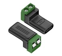 BELOWSYALER Pack Of 2 Compact Type C Power Adapters 5V3A Output With Green Quick Connecting Terminals For Charging Toy LED Strips Solderless Charging Adapters For Toys