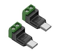 BELOWSYALER Pack Of 2 Compact Type C Power Adapters 5V3A Output With Green Quick Connecting Terminals For Charging Toy LED Strips Solderless Charging Adapters For Toys