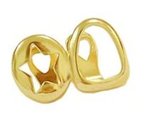 BELOWSYALER Round Star Shape Copper Teeth Grills Mouth Jewelry Teeth Suitable For Costume Parties Cosplay Festival Event Gold Tooth