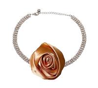 BELOWSYALER Sweet Cool Rose Flower Choker Fashion Collar Necklace Vintage Rhinestone Neck Chain Temperament Necklace Neckband Rose Flower Collar Unique Handmade