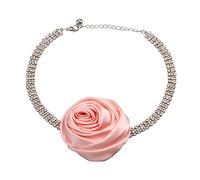 BELOWSYALER Sweet Cool Rose Flower Choker Fashion Collar Necklace Vintage Rhinestone Neck Chain Temperament Necklace Neckband Rose Flower Collar Unique Handmade