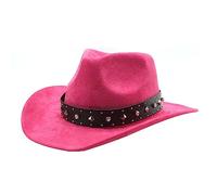 BELOWSYALER Tibetan Cowboy Hat with Rivets Tibetan Cowgirl Cowboy Hat Camping Town Travel Wide Brim Adult Size Hats for Men Rose Red