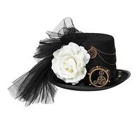 BELOWSYALER Unisex Steampunk Top Hat With Brim And Goggles Vintage Headwear For Holiday Decorations Gift Children's Accessories
