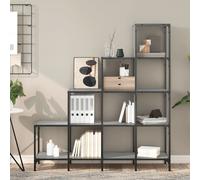 belper wooden bookcase with 10 shelves in grey sonoma