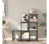 belper wooden bookcase with 6 shelves in grey sonoma