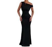 Belriviere Womens Off The Shoulder Maxi Dress Sleeveless Ruched Fishtail Sexy Bodycon Long Dress for Wedding Guest Party Evening Gown XS Black