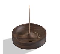 Belsea Incense Holder for Sticks, Round Wooden Incense Burner for Sticks, Handmade Black Walnut Ash Catcher for Meditation Yoga Spa Relaxation Home Decor Gift (Black Walnut)