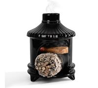 Belsea Palo Santo Holder, Mini Fireplace Palo Santo Burner, Handmade Ceramic Smudge Bowl for Sage, Incense Cones, Candles, Chimenea Ash Catcher for Meditation, Yoga, Spa, Home Decor(Black)