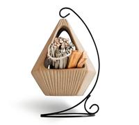Belsea Palo Santo Holder, Modern Hanging Basket Palo Santo Burner, Handmade Ceramic Iron Frame Smudge Bowl for Sage, Incense Cones, Candles, Ash Catcher for Meditation, Yoga, Spa, Home Decor