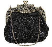 Belsen Women's Vintage Beaded Sequin Flower Evening Handbags, Black, One Size