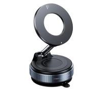 Belshonix Magnetic Vacuum Car Phone Mount, Strong Suction Dashboard & Windshield Phone Holder, 360° Adjustable Foldable Hands-Free Stand for iPhone Pro Max & Other Smartphones (Black)