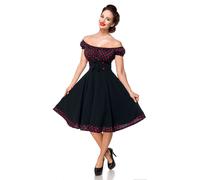 Belsira Off-The-Shoulder Swing Dress Midi Dress black red XS