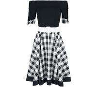 Belsira Off-The-Shoulder Swing Dress Midi Dress black white L