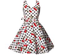 Belsira Swing Cherry Dress Midi Dress black white 4XL