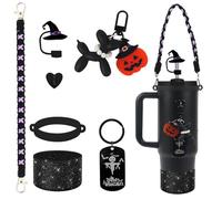 BELSITA Halloween Stanley Cup Accessories Set, Black Witch Hat Water Bottle Handle Strap, Silicone Boot, Stanley Charms for 30/40oz Tumble (5Pcs)